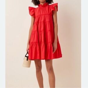 Rhode Red Ruffle Sleeve Babydoll Dress